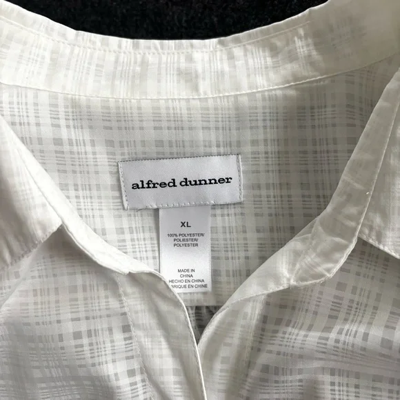Alfred Dunner Garden Party Floral Watercolor Button Front White Blouse XL NWOT - Picture 5 of 13